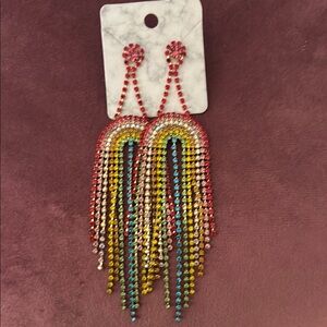Multicolor Crystal Dangle Earrings ( Rainbow